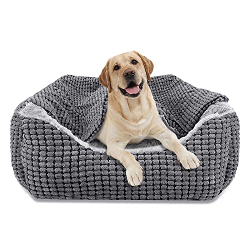 JOEJOY Cama para Perros Grandes, Sofá Esponjoso para Perros, Cama Rectangular para Perros, Camas para Perros Lavables Antideslizantes, 89x63.5x23cm, Se Adapta a Mascotas de hasta 27kg