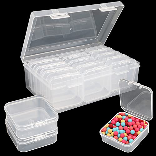 Jogoico 12 Piezas Caja Plastico Pequeña con Tapa, Cajas Almacenaje Plastico, Pequeña Cajas Transparentes, Cajas de Plastico para Abalorios, Bisutería, Accesorios para Pintar Diamantes (5.5*5.5*2CM)