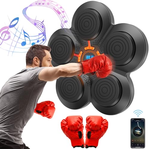 Jokapy Boxeo Musical, Smart Bluetooth Music Boxing Machine Adulto, Dispositivo de Boxeo Electrónico Portátil de pared, Artículos de entrenamiento para Boxeo con Guantes de Boxeo (Adulto)