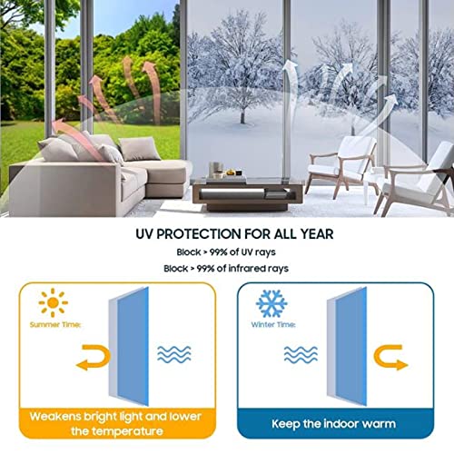 JOLIHOME Vinilo para Ventanas Efecto Espejo Cristal Unidireccional Lámina Protector Solar Privacidad Vinilo Ventana Deorativos pelicula Adhesiva Anti Calor y UV para Hogar Oficina 44x200cm