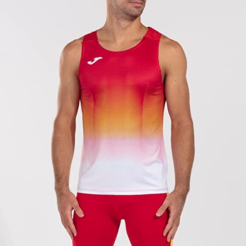 Joma Elite VII Camiseta Running sin Mangas, Hombre, Rojo Blanco Amarillo, XXL