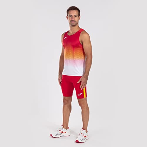 Joma Elite VII Camiseta Running sin Mangas, Hombre, Rojo Blanco Amarillo, XXL