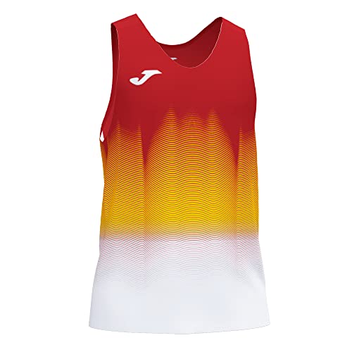 Joma Elite VII Camiseta Running sin Mangas, Hombre, Rojo Blanco Amarillo, XXL