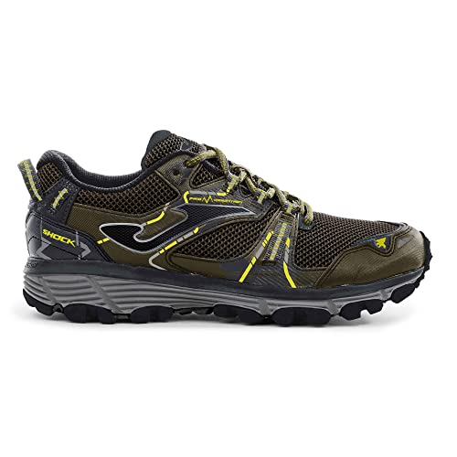 Joma Hombre Zapatillas para Carreras de montaña, Caqui Amarillo Flúor, 44 EU