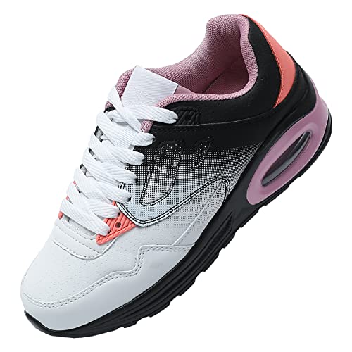 JOMIX Zapatillas Depotivas para Mujer Sneakers Zapatos de Deporte Zapatillas Casuales con Colchón de Aire Gimnasio Correr Tenis, Blanco Violeta, 37 EU