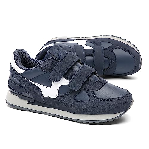 JOMIX Zapatillas Hombre Casual Zapatillas Running Hombre Zapatillas Deportivas Hombre con Banda Ajustable Gimnasio Correr Tenis Carretera, Navy, 45 EU