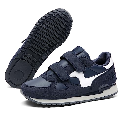 JOMIX Zapatillas Hombre Casual Zapatillas Running Hombre Zapatillas Deportivas Hombre con Banda Ajustable Gimnasio Correr Tenis Carretera, Navy, 45 EU