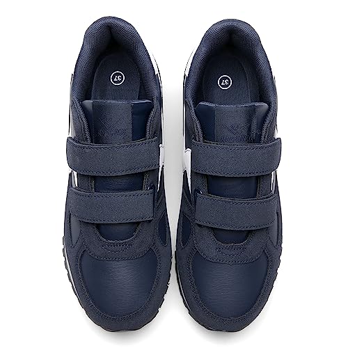 JOMIX Zapatillas Hombre Casual Zapatillas Running Hombre Zapatillas Deportivas Hombre con Banda Ajustable Gimnasio Correr Tenis Carretera, Navy, 45 EU