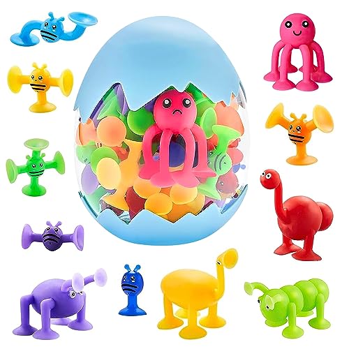 Jooheli 40 Piezas Juego de Ventosas para Niños, Juego de Dardos Pop Ventosa, Juguetes de Succión para Bebés, Juguetes Sensoriales Interactivos con Forma de Animal, Multicolores para 3 4 5 6 7 años