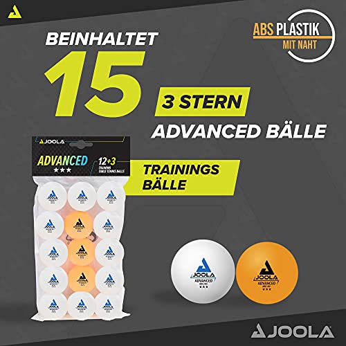 JOOLA 44206 - Pelotas de Tenis de Mesa (3 Estrellas, 40 mm de diámetro, 15 Unidades), Color Blanco y Naranja