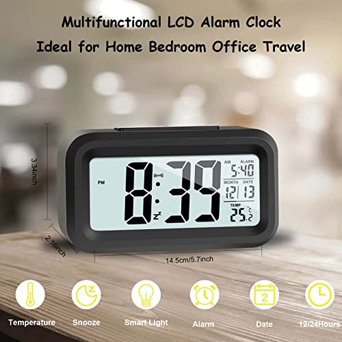 JOPHEK LCD Despertador Digital, Inteligente Reloj Despertador Digital con Repetición de Datos de Temperatura, Reloj de Mesa de Viaje para Sala de Oficinas Familiares