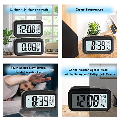 JOPHEK LCD Despertador Digital, Inteligente Reloj Despertador Digital con Repetición de Datos de Temperatura, Reloj de Mesa de Viaje para Sala de Oficinas Familiares