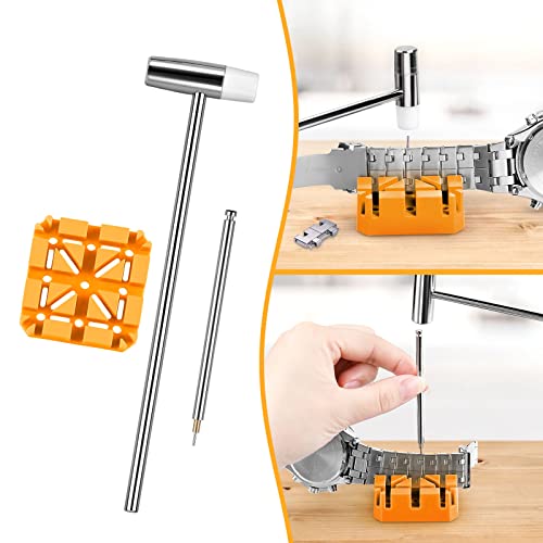 JOREST Herramienta Cambiar Correa Reloj，Herramientas Relojero para Ajustar y cambiar la Correa de Reloj，Kit reparacion de relojes, con Manual Usuario, 20PCS Barras de resorte, 13PCS Aguja de repuesto