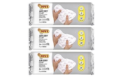 JOVJ5 - Kit Air Dry de 3 unidades - Pasta para modelar, secado al aire sin horno, color Blanco, 3 unidades de 500 Gramos (P85/3)