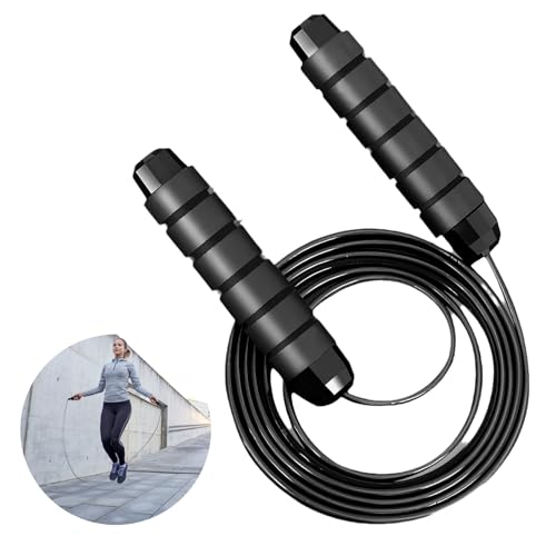 Jowfay Cuerda de Saltar Ponderada Negra, Comba de Saltar Boxeo Crossfit Saltar la Cuerda Ideal para Cardio y Boxeo Cuerda Comba para Fitness Crossfit Sport GYM