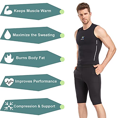 Joyance Camiseta Reductora Hombre, Chaleco Sauna Adelgazante, Camiseta Tirantes Deporte, Fajas Reductoras Ropa Deportiva de SCR-5500 para Sudar Rapido & Reducir Abdomen Gym Running Fitness