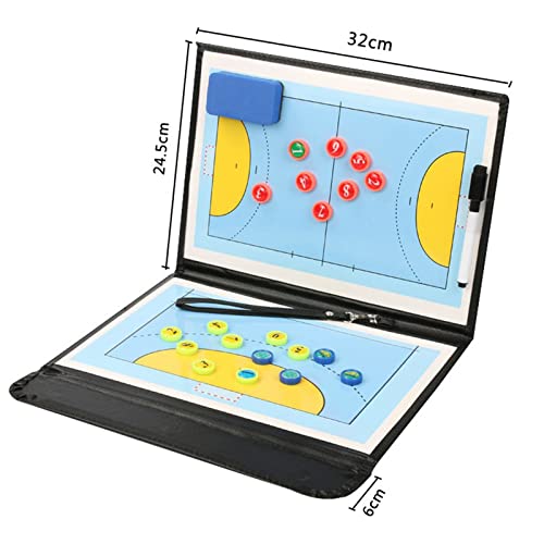 Joyeee Pizarra Táctica de Balonmano de Entrenamiento Entrenador Magnética Tablero Táctico de Balonmano Portátil con Imanes Rotulador Borrador Equipo Accesorios para Estrategia Competencia Deportes