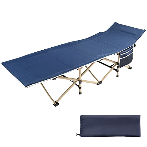 joyionic Cama de Camping Plegable, Capacidad de Carga Máxima 300 kg, Portátil, con Bolsa de Transporte, 190 x 70 x 38 cm, Peso 6 kg, Azul