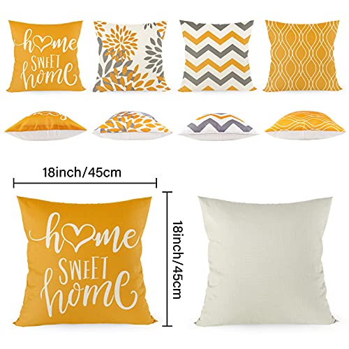 Joyshare Juego de 4 Fundas de cojín de 45 x 45 cm, con inscripción «Home Sweet Home», Funda Decorativa para sofá con Cremallera Oculta, Navidad (Naranja y Amarillo)