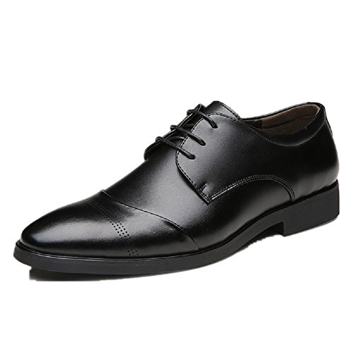 JOYTO Zapatos Oxford Hombre, Cuero Vestir Cordones Derby Calzado Boda Negocios Brogue Negro Marron Rojo 37-47EU BK43