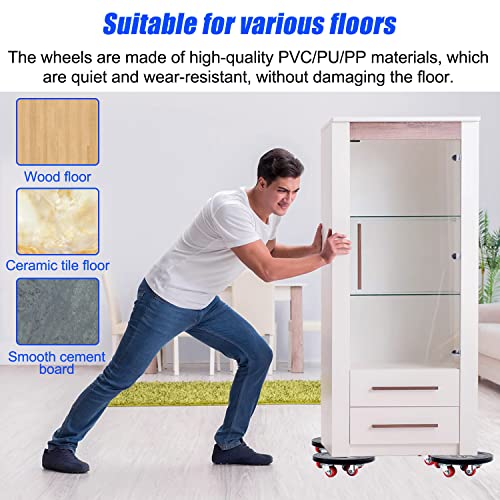 JReHuiG Kit Elevadores de Muebles con 6 Ruedas, Negro, Puede Girar 360°, Transportador para Mover Muebles Muebles Pesados, Closet, Sofá