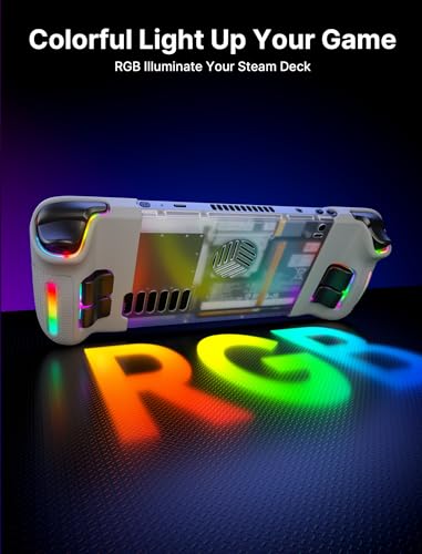 JSAUX Juego de maletas transparentes cubierta delantera PC0108 + placa trasera PC0106 versión RGB compatible para Steam Deck [cristal blanco]