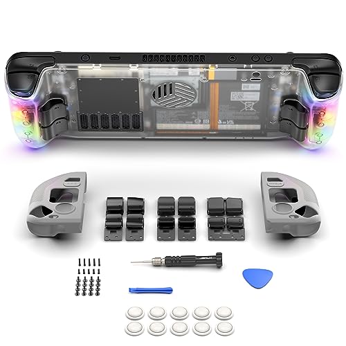 JSAUX Placa Trasera Transparente RGB versión Compatible con Steam Deck, Carcasa de Repuesto de edición Transparente Compatible con Steam Deck - Versión PC0106 RGB [Blanco Cristal]