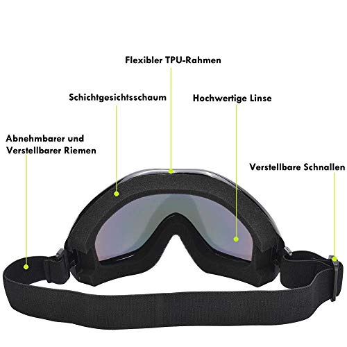 JTENG Gafas de esquí y snowboard Viento UV400 Gafas Esqui Mujer&Hombre Rellenas de Espuma para Deportes Al Aire Libre Ciclismo Moto Snowmobile Ski Goggles Eyewear Deportes Gafas