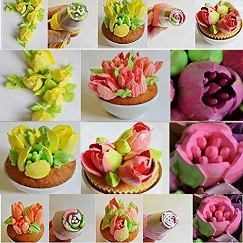 Juego de 13 piezas para decoración de tartas, kit de decoración de glaseado, boquillas rusas y bolsas de silicona para pastelería, juego de decoración de pastelería, para repostería y pastelería