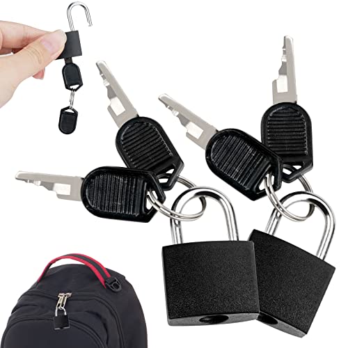 Juego de 2 Piezas Candados,Candado Maleta Viaje,Candado Taquilla Gimnasio,Candado Pequeño,Candado Mochila,Para Bolsas de Viaje, Taquillas, Cerraduras de Mochilas y Maletas, Negro, Con 4 Llaves