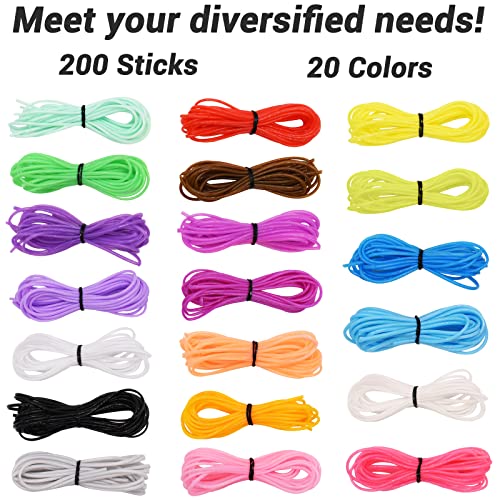 Juego de 200 Hilos para Hacer Pulseras y Llaveros, Cuerda para Collares, Cintas de Scooby Doo con Llavero y Gancho (20 Colores)