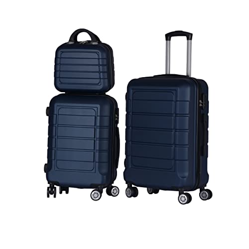 Juego de 3 Maletas Set Trolley Maleta Cabina ABS Semirigidas Candado 4 Ruedas