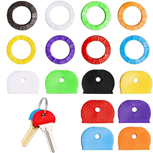 Juego de 32 tapas para llaves de silicona flexible, en 8 colores diferentes, 2 estilos, con 10 llaveros