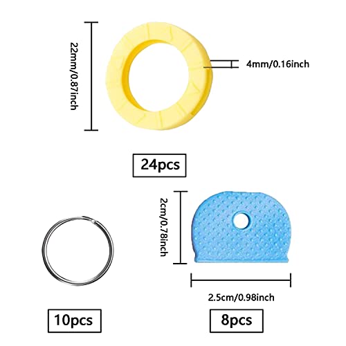 Juego de 32 tapas para llaves de silicona flexible, en 8 colores diferentes, 2 estilos, con 10 llaveros