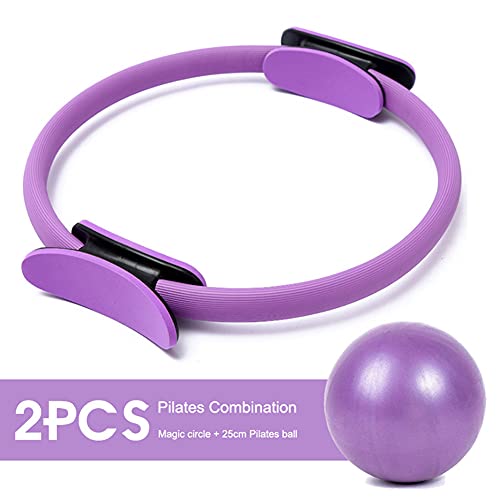 Juego de 5 piezas de pilates para principiantes de yoga (anillo de pilates, anillo de yoga, mini pelota de ejercicio, toalla de látex, banda elástica de yoga) círculo mágico para fitness,