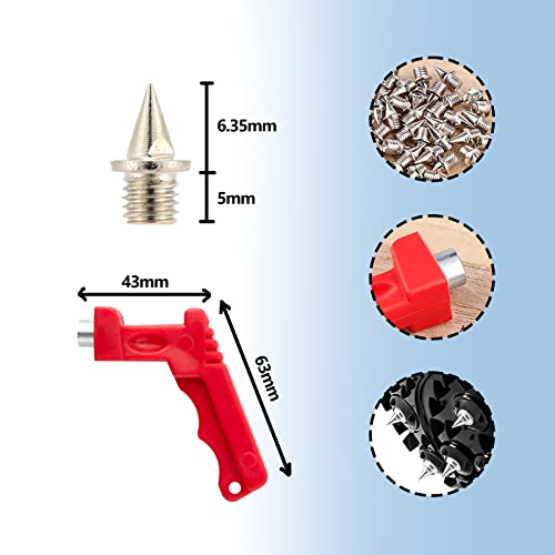 Juego de 50 clavos de punta de 0.276 in, puntas de repuesto para zapatos de atletismo con llave de punta, puntas resistentes de campo traviesa para saltar, correr, senderismo, pista de plástico