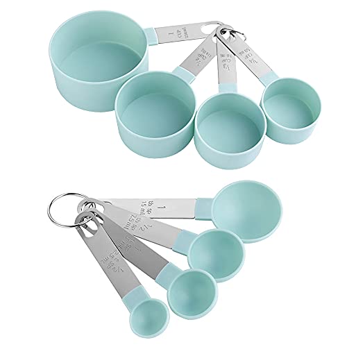 Juego de Cucharas Medidoras, 8 Cucharas Multifuncionales para Medir Sólidos y líquidos en la Cocina, Azul