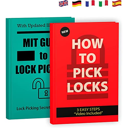 Juego de Ganzúas Cerrajería Profesional 7 en 1 con Cerradura para Puertas de Bombín Cerradura Transparente 2 en 1 de LockCowboy + Incluye Libro Electrónico para Cerrajeros Principiantes y Avanzados