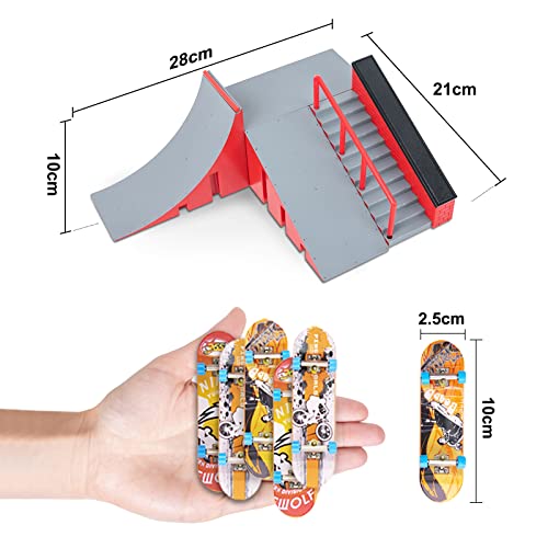 Juego de rampas para monopatines con dedos, Mini rampas para monopatín con dedos Parques Ultimate Skate Park Finger Training Props Juguete Regalo de cumpleaños para niños Adolescentes (R&G - C)