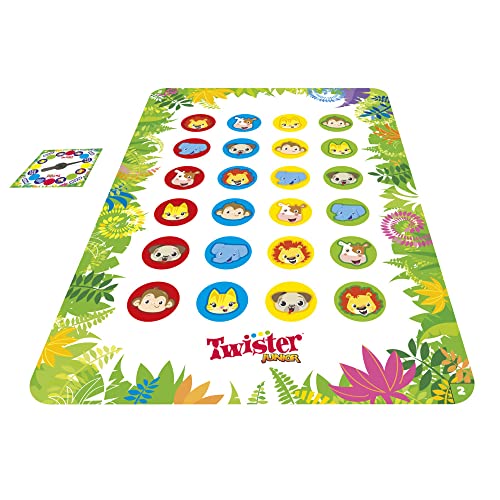 Juego Twister Junior, Alfombra Reversible Aventura de la Selva, 2 Juegos en 1, Juego de Grupo de Interior para 2 a 4 Jugadores