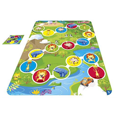 Juego Twister Junior, Alfombra Reversible Aventura de la Selva, 2 Juegos en 1, Juego de Grupo de Interior para 2 a 4 Jugadores