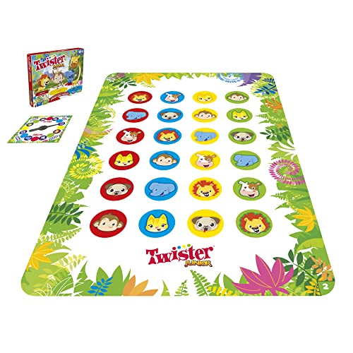 Juego Twister Junior, Alfombra Reversible Aventura de la Selva, 2 Juegos en 1, Juego de Grupo de Interior para 2 a 4 Jugadores