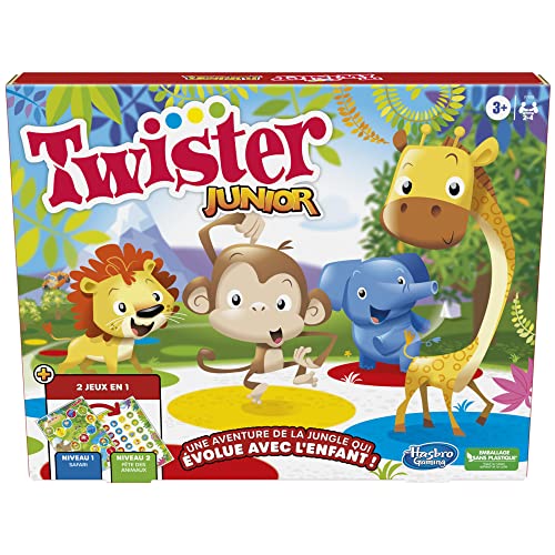 Juego Twister Junior, Alfombra Reversible Aventura de la Selva, 2 Juegos en 1, Juego de Grupo de Interior para 2 a 4 Jugadores