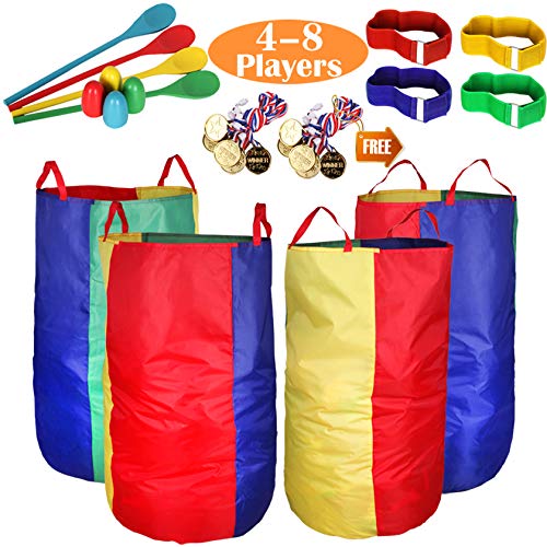 Juegos de Carreras de Sacos y Huevos, Exterior, Bandas de Carrera de 3 Patas, Juegos de lanzamiento para fiestas de Cumpleaños para Niños Adultos Familia.