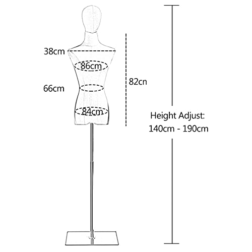 Jueraori Maniqui Costura Mujer, Bustos Y Maniquies para Escaparate Ropa Vestidos Dummy Mostrar Modista Soporte para Maniquí, Ajustable Altura 140-190cm