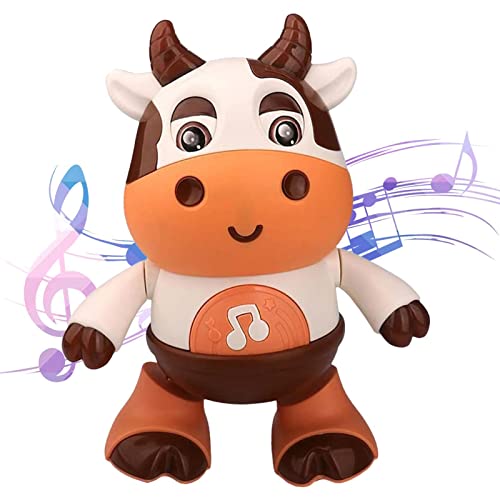 Juguete Eléctrico De Peluche De Vaca, Juguete Musical Para Bebé, Juguete De Peluche En Forma De Vaca Bailarin, Juguete De Vaca Para Bebé Que Baila Y Camina Con Música Y Luces LED, Juguete Sensorial