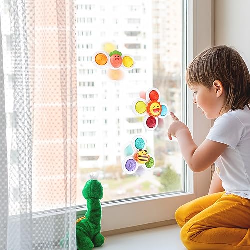 Juguete Giratorio con Ventosa, ZEEREE 3 Piezas Spinner Bebe Ventosa Juguetes Ventosa Baño Juguetes Sensoriales para Bebés