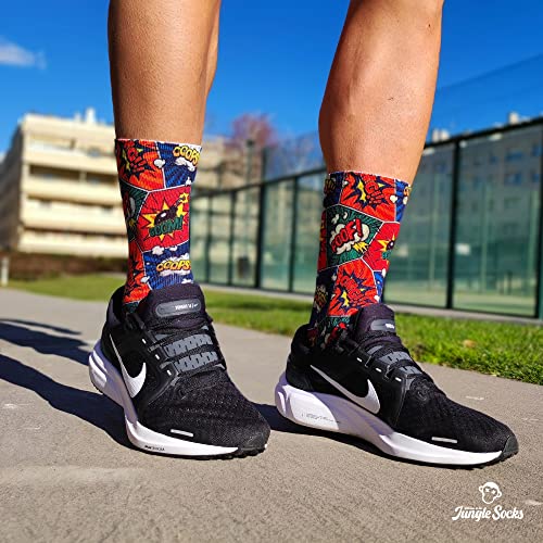 Jungle Socks Calcetines Deportivos Divertidos para CrossTraining, Ciclismo, Running, Fitness, Gimnasio para Hombres y Mujeres. Diseñado en Europa.