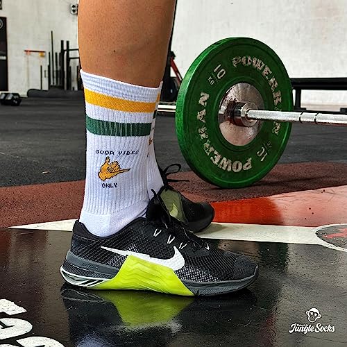 Jungle Socks - Cotton Crew CrossTraining Street, Calcetines Altos Deportivos Divertidos de Algodón para CrossTraining, Fitness, Gimnasio y LifeStyle.