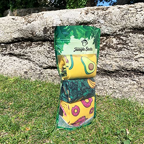 Jungle Socks, Pack de 3 Calcetines Deportivos Divertidos para Crossfit, Gimansio, Ciclismo, Running, Pádel, Halterofilia, Trekking. Cómodos, Resistentes y Sin Costuras. Diseñado en Europa.